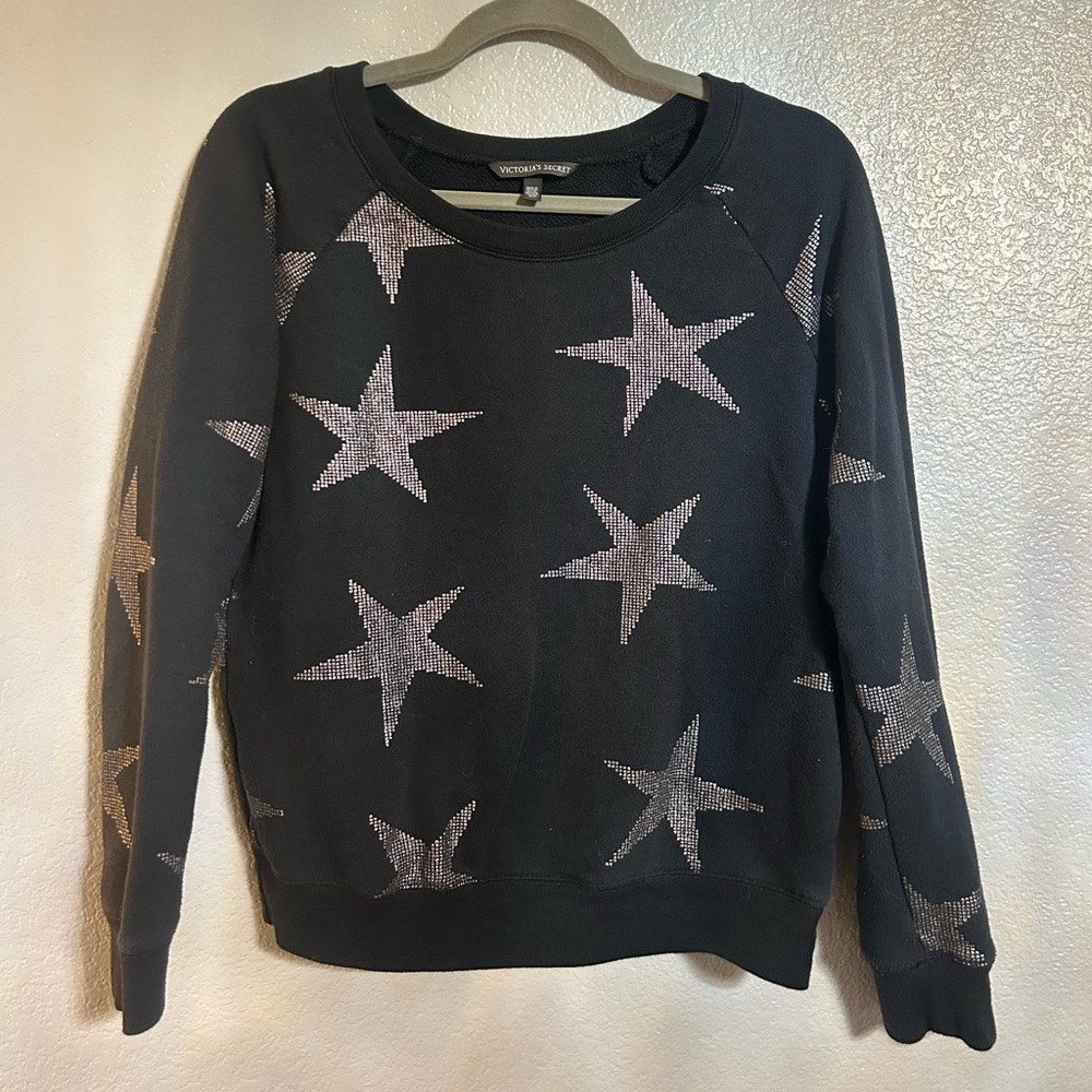 Women’s Victoria’s Secret black Pullover sweater sliver gray stars size small